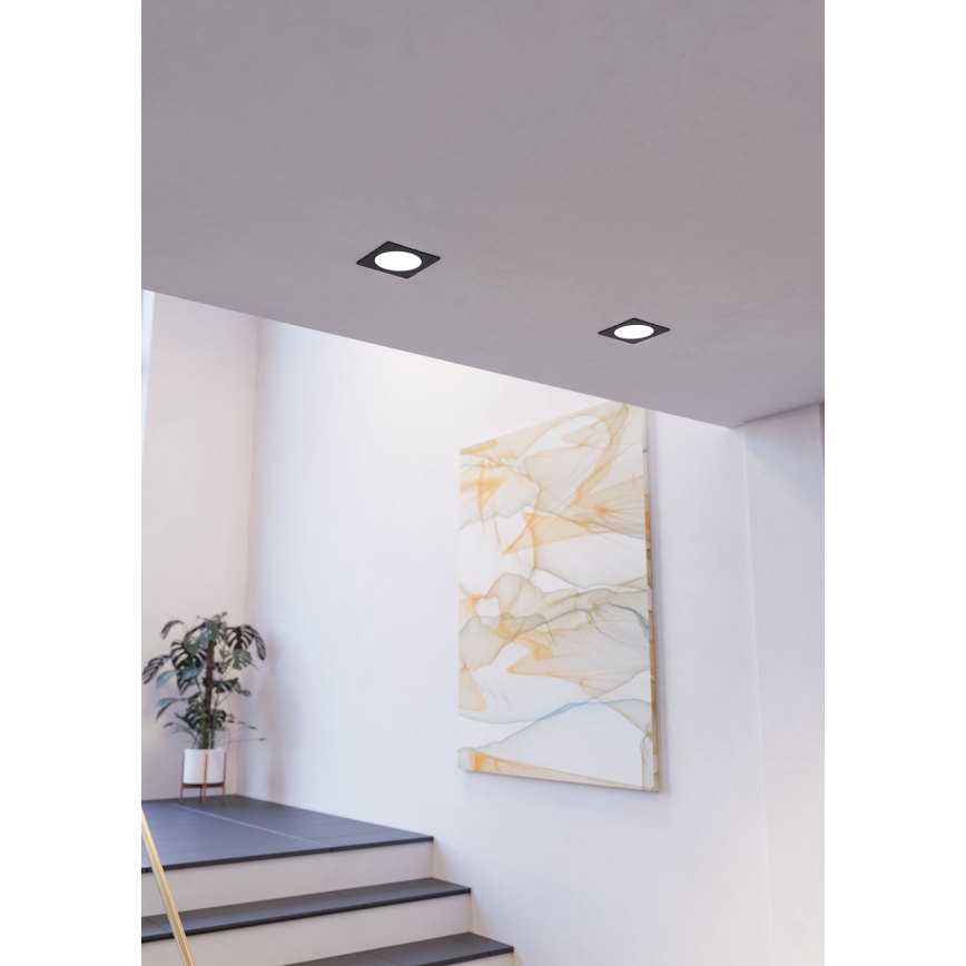 Eglo - Luminaria empotrada LED/6,3W/230V 2700/4000/6500K 11,9x11,9 cm negra