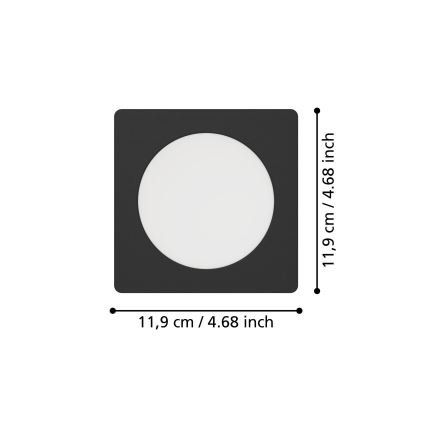 Eglo - Luminaria empotrada LED/6,3W/230V 2700/4000/6500K 11,9x11,9 cm negra