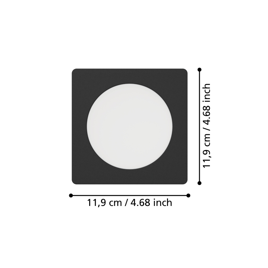 Eglo - Luminaria empotrada LED/6,3W/230V 2700/4000/6500K 11,9x11,9 cm negra