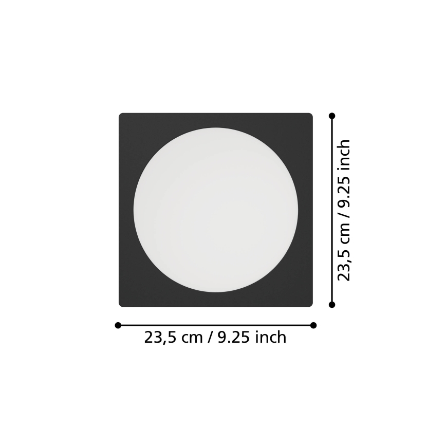 Eglo - Downlight empotrable LED/18,5W/230V 2700/4000/6500K 21,6x21,6 cm negro