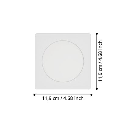 Eglo - Luminaria empotrada LED/6,3W/230V 2700/4000/6500K 11,9x11,9 cm blanca