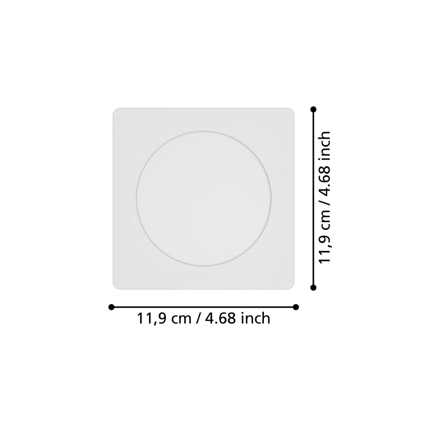 Eglo - Luminaria empotrada LED/6,3W/230V 2700/4000/6500K 11,9x11,9 cm blanca