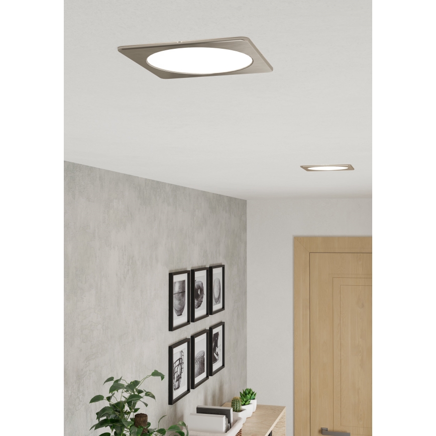 Eglo - Luminaria empotrable LED/10,5W/230V 2700/4000/6500K 16,6x16,6 cm cromo mate