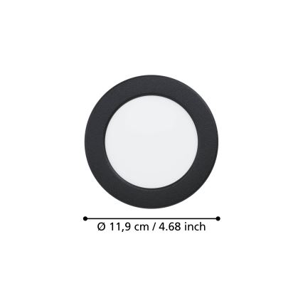 Eglo - LED downlight empotrado para baño LED/6,3W/230V 2700/4000/6500K Ø 11,9 cm IP44 negro
