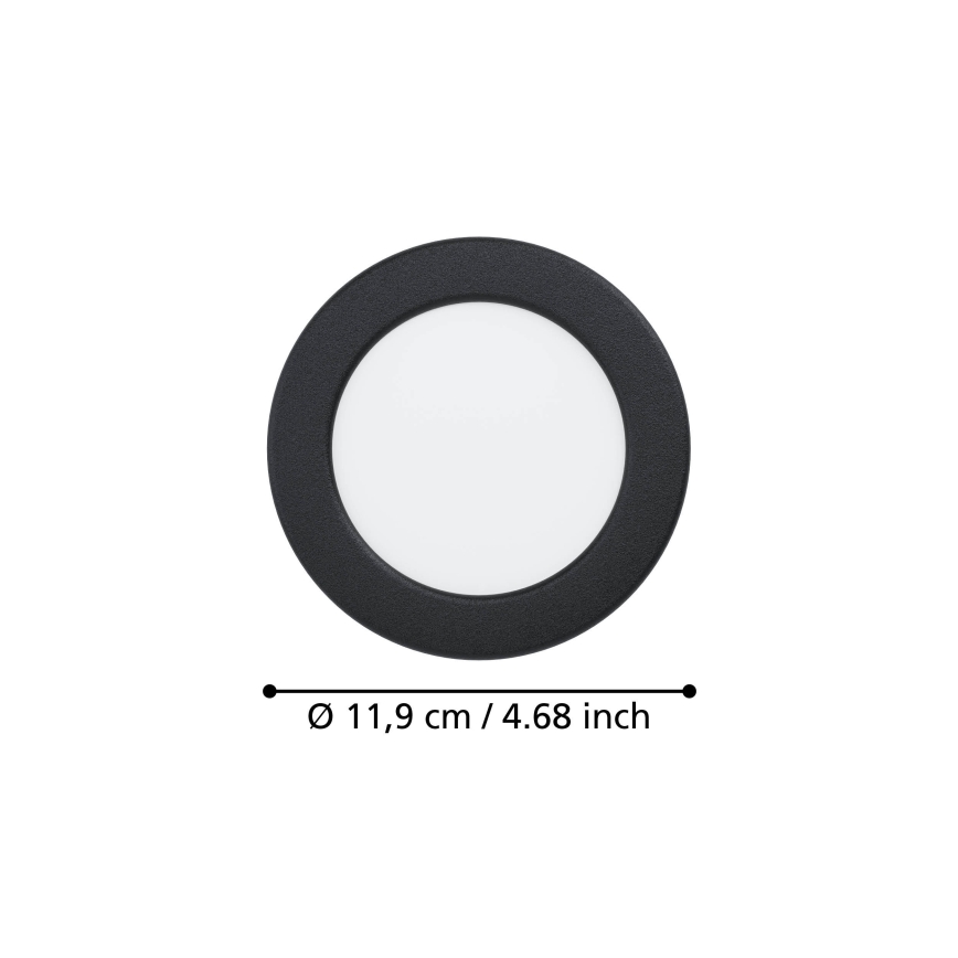 Eglo - LED downlight empotrado para baño LED/6,3W/230V 2700/4000/6500K Ø 11,9 cm IP44 negro