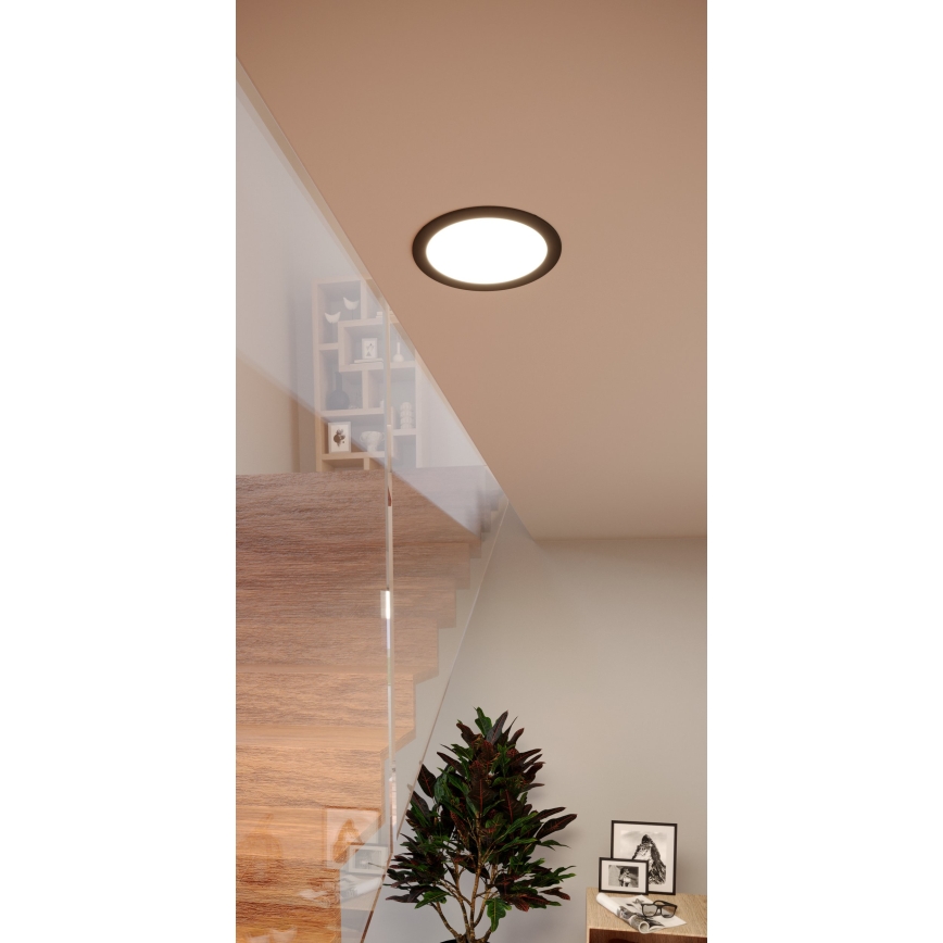 Eglo - Luminaria empotrada LED RGBW regulable para baño LED/9,5W/230V 2700-6500K Ø 16,8 cm IP44 negra