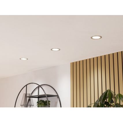 Eglo - Luminaria empotrada LED RGBW regulable para baño LED/5W/230V 2700-6500K Ø 12 cm IP44 cromo mate
