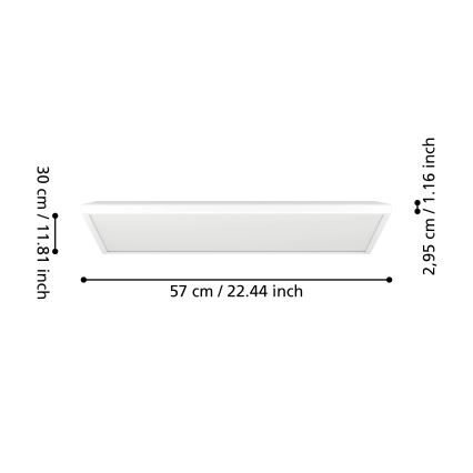 Eglo - Plafón LED de baño LED/17,2W/230V 2700/4000/6500K 30x57 cm IP44 blanco