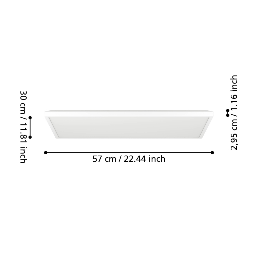 Eglo - Plafón LED de baño LED/17,2W/230V 2700/4000/6500K 30x57 cm IP44 blanco