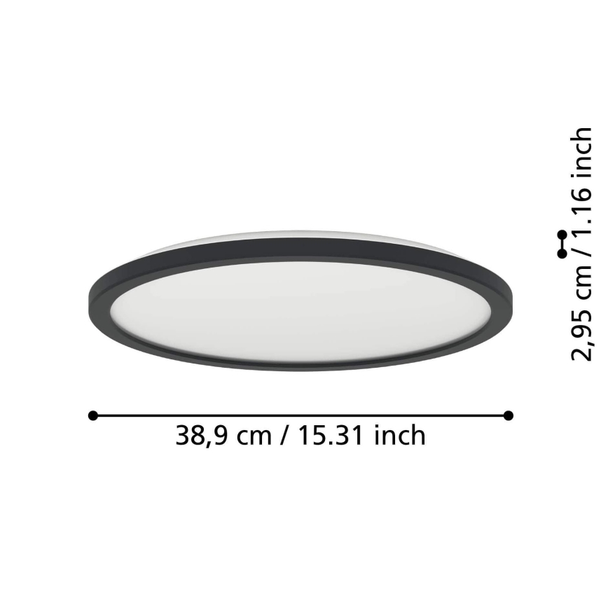 Eglo - Plafón de baño LED regulable LED/18,5W/230V 2700-6500K d. 38,9 cm IP44 negro + mando a distancia