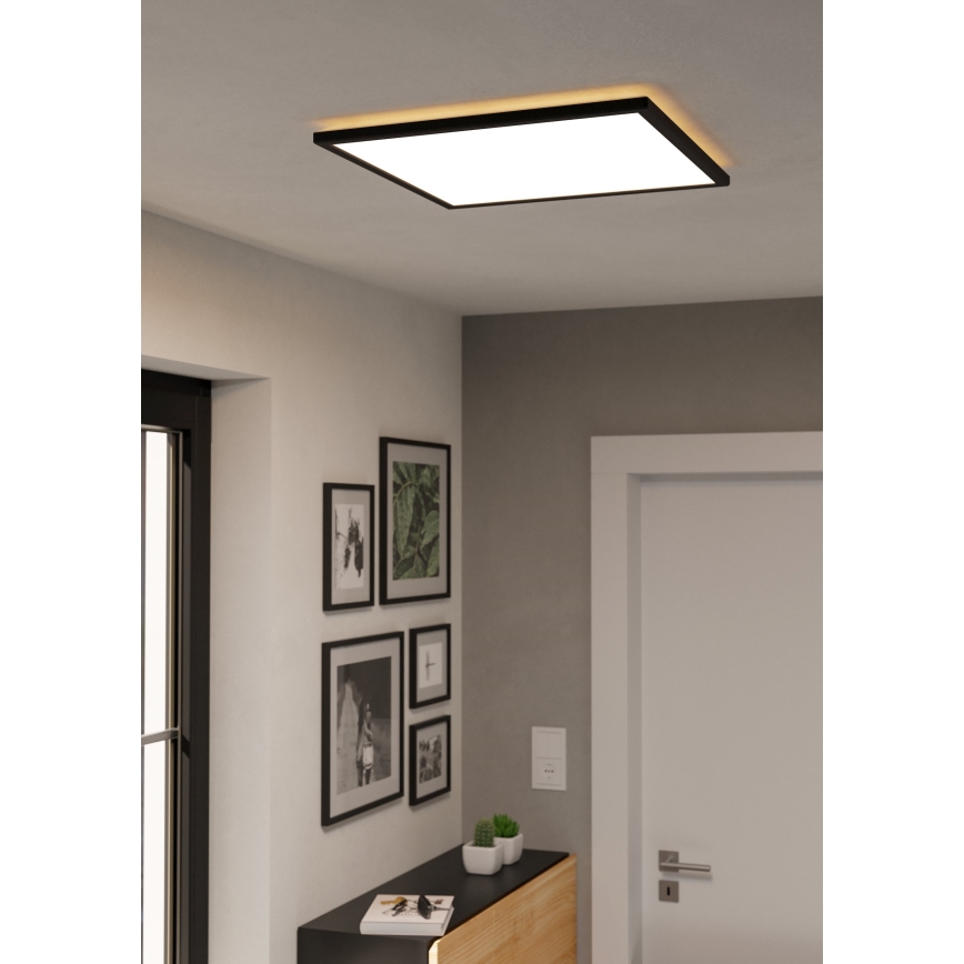Eglo 901457 - Luz de techo LED regulable para baño LED/17W/230V 2700-6500K 50x50 cm IP44 negro + control remoto