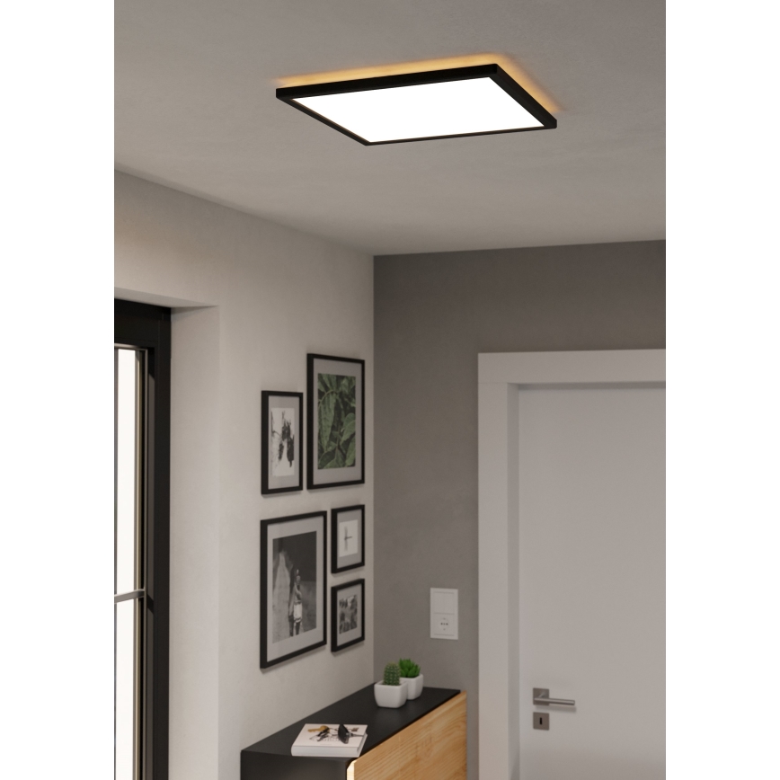 Eglo - LED RGBW Plafón regulable para el baño LED/17,6W/230V 2700-6500K 39x39 cm IP44 negro ZigBee
