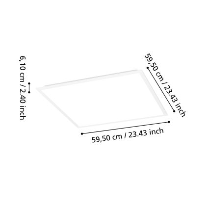 Eglo - Panel LED RGBW regulable de montaje en superficie LED/33W/230V 2700-6500K 60x60 cm blanco