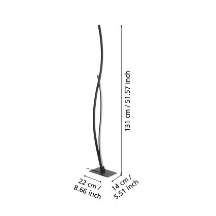 Eglo 901803 - Lámpara de pie LED GRISOLIA LED/20W/230V negra