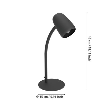 Eglo - Lámpara de mesa 1xE14/18W/230V negra