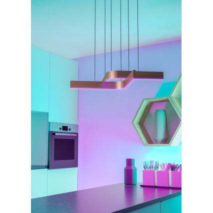 Eglo - Lámpara colgante regulable LED RGBW con cable 2xLED/18W/230V cobre/negro