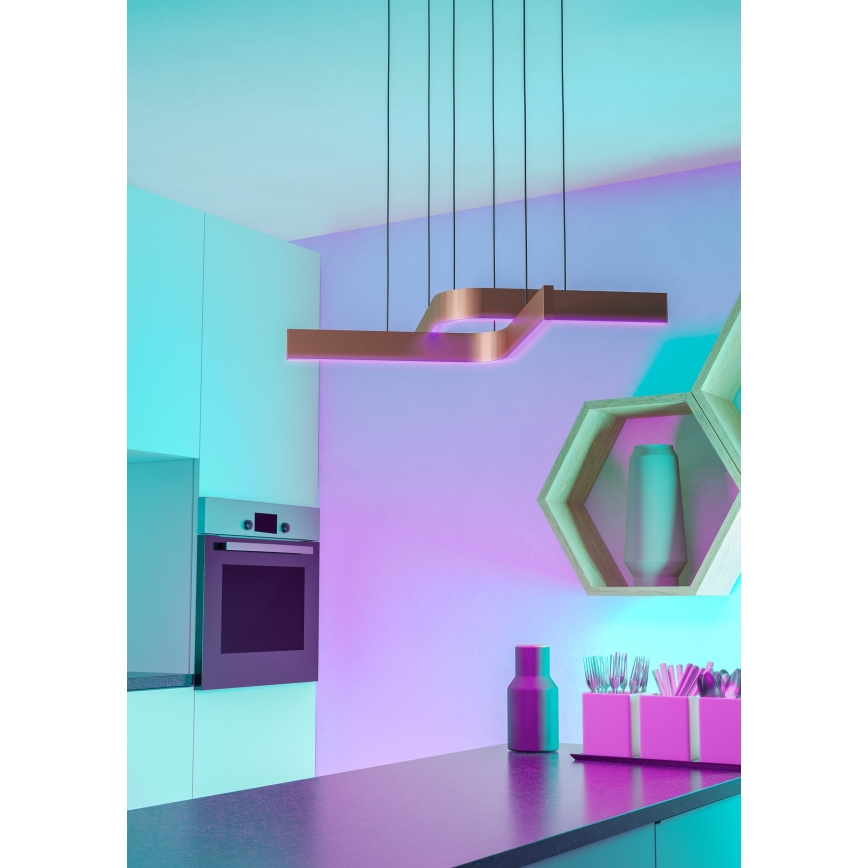 Eglo - Lámpara colgante regulable LED RGBW con cable 2xLED/18W/230V cobre/negro