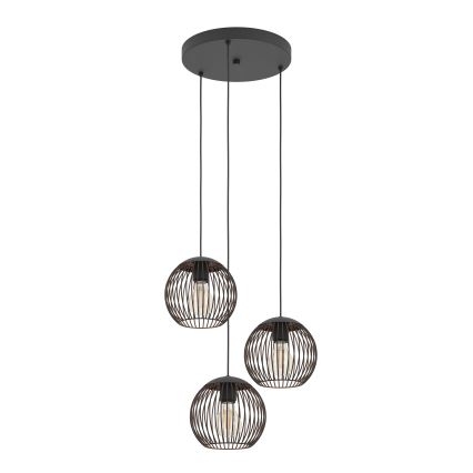 Eglo - Lámpara colgante con cable 3xE27/60W/230V negra