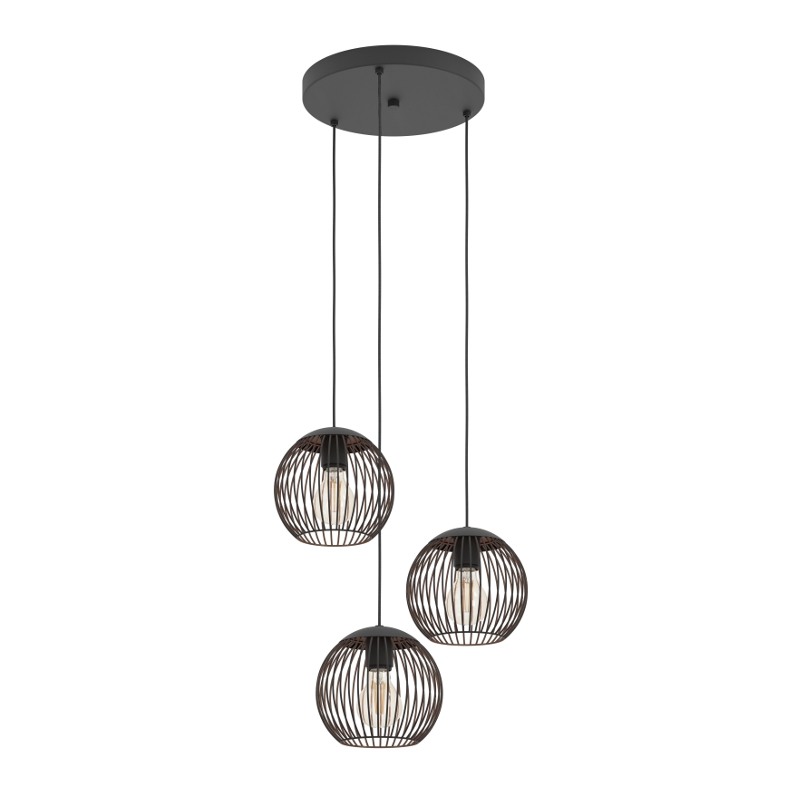 Eglo - Lámpara colgante con cable 3xE27/60W/230V negra