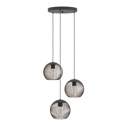 Eglo - Lámpara colgante con cable 3xE27/60W/230V negra