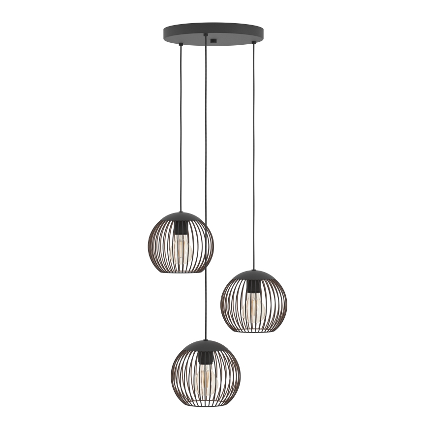 Eglo - Lámpara colgante con cable 3xE27/60W/230V negra