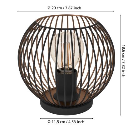 Eglo - Lámpara de mesa 1xE27/60W/230V negra