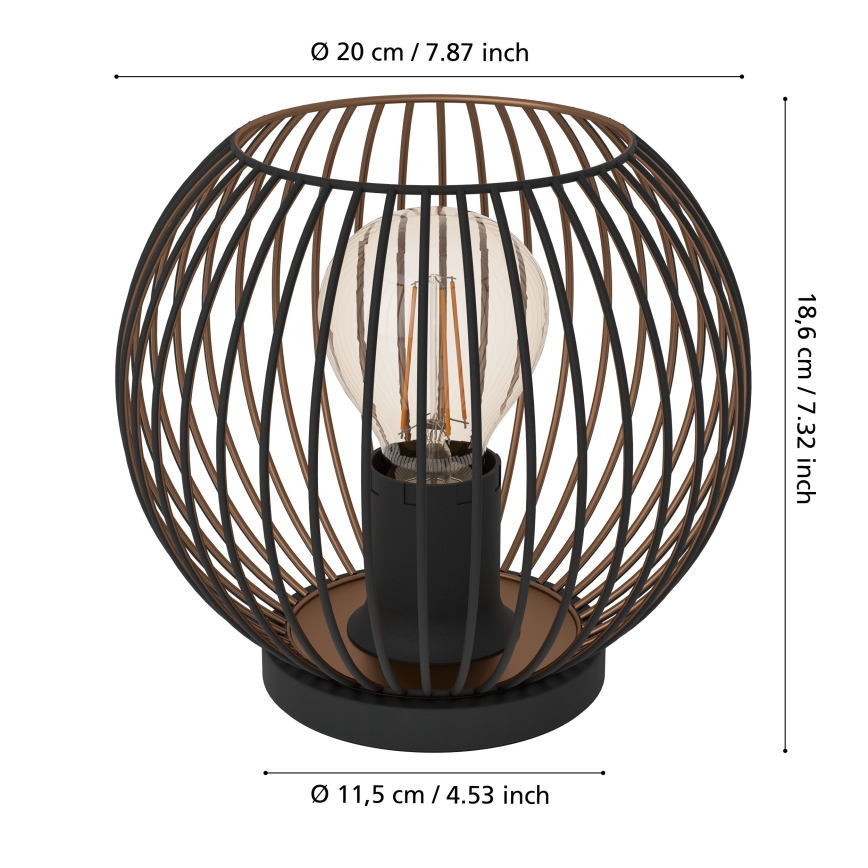 Eglo - Lámpara de mesa 1xE27/60W/230V negra