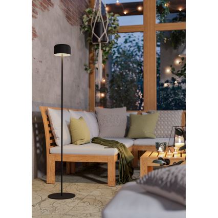 Eglo - Lámpara de pie solar LED recargable táctil, 2,8 W / 3,7 V, 1800 mAh, IP44, negra