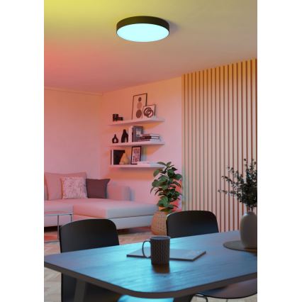 Eglo - Luminaria de techo LED RGBW regulable, 15W, 230V, 2700-6500K, Ø 39 cm, negro