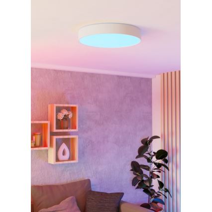 Eglo - Plafón LED RGBW regulable, 26 W, 230 V, 2700–6500 K, Ø 49 cm, blanco