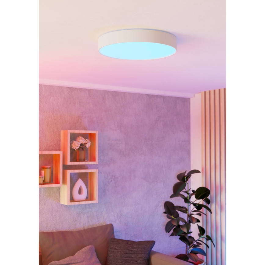 Eglo - Plafón LED RGBW regulable, 26 W, 230 V, 2700–6500 K, Ø 49 cm, blanco
