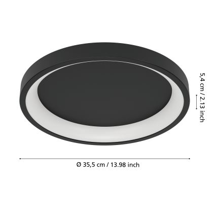 Eglo - Lámpara de techo LED RGBW regulable LED/19,6W/230V 2700-6500K Ø 35 cm negra