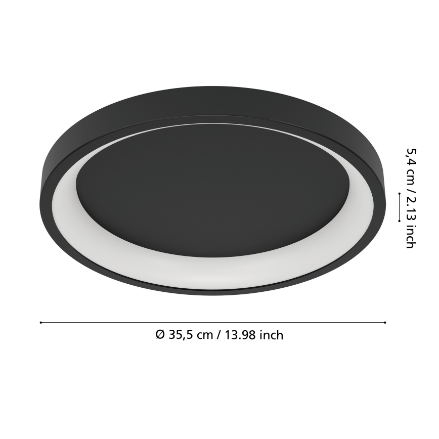 Eglo - Lámpara de techo LED RGBW regulable LED/19,6W/230V 2700-6500K Ø 35 cm negra