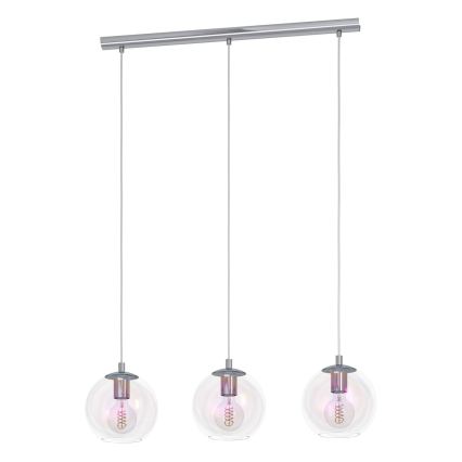 Eglo - Lámpara colgante con cable 3xE27/60W/230V cromo brillante