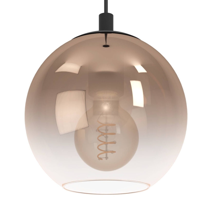 Eglo - Lámpara colgante con cable 3xE27/60W/230V negro/beige/ahumado
