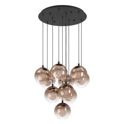 Eglo - Lámpara colgante con cable 10xE27/60W/230V negro/beige/ahumado