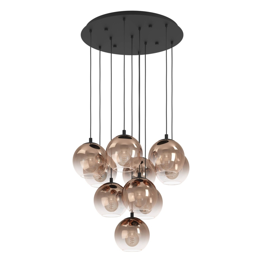 Eglo - Lámpara colgante con cable 10xE27/60W/230V negro/beige/ahumado