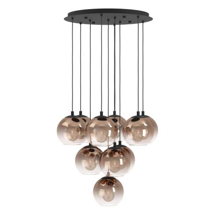 Eglo - Lámpara colgante con cable 10xE27/60W/230V negro/beige/ahumado