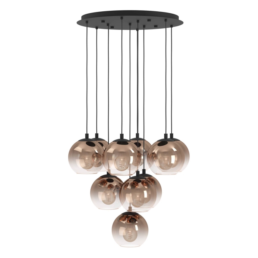 Eglo - Lámpara colgante con cable 10xE27/60W/230V negro/beige/ahumado