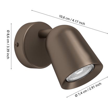 Eglo - Foco de pared 1xGU10/5W/230V, acabado en bronce