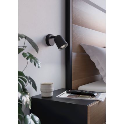 Eglo - Aplique de pared orientable 1xGU10/5W/230V negro