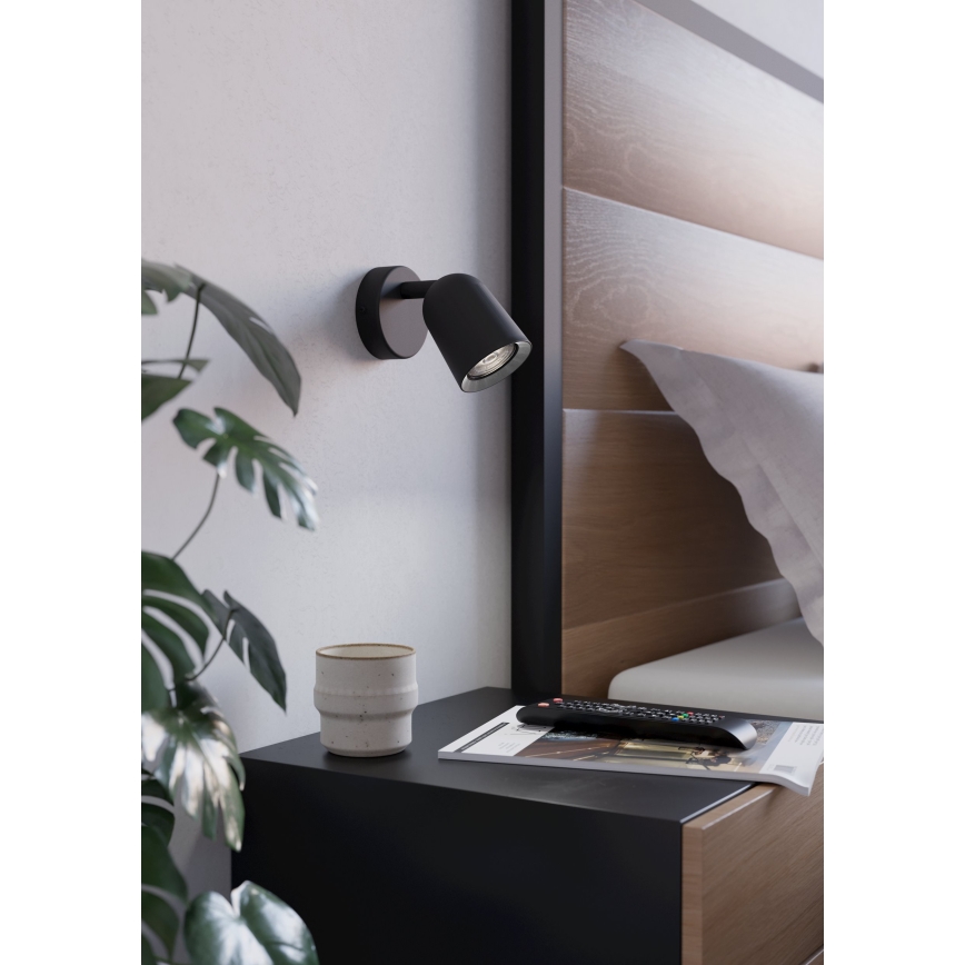 Eglo - Aplique de pared orientable 1xGU10/5W/230V negro