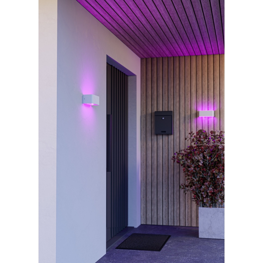 Eglo - Aplique de pared exterior regulable LED RGBW LED/10W/230V 2700-6500K IP55 blanco