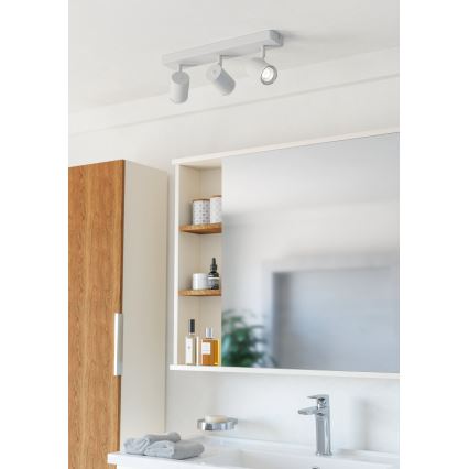 Eglo - Luminaria de focos para baño 3xGU10/5W/230V IP44 blanca