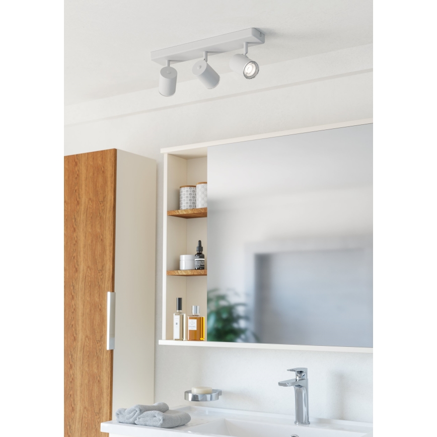 Eglo - Luminaria de focos para baño 3xGU10/5W/230V IP44 blanca