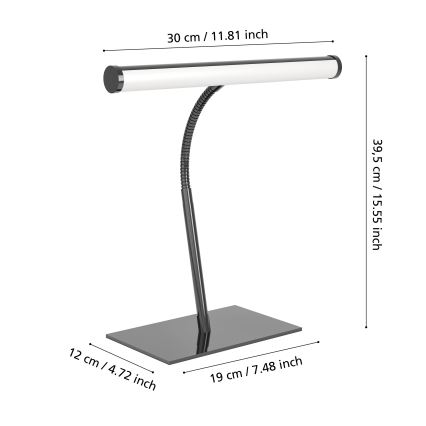 Eglo - Lámpara de sobremesa táctil LED regulable LED/5W/230V 2700/4000/6500K negro cromado