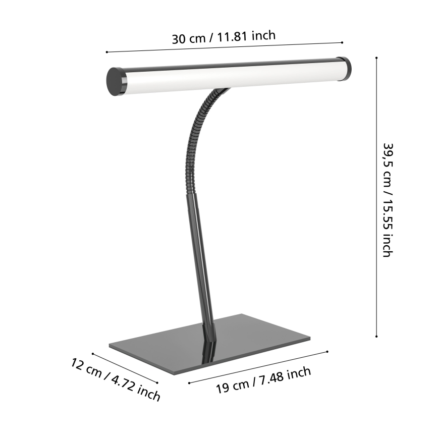Eglo - Lámpara de sobremesa táctil LED regulable LED/5W/230V 2700/4000/6500K negro cromado