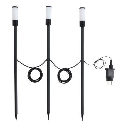 Eglo - Set de 3 lámparas LED RGB para exterior, LED/1W/230V IP44, negras + mando a distancia