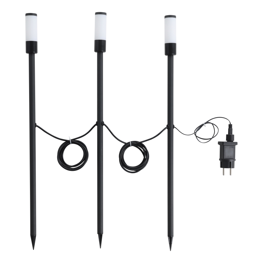 Eglo - Set de 3 lámparas LED RGB para exterior, LED/1W/230V IP44, negras + mando a distancia