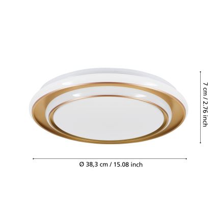 Eglo - Lámpara de techo LED/24W/230V 2700/4000/6500K Ø 40 cm dorada